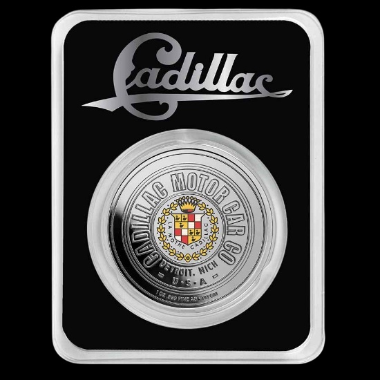 Cadillac Motor Car Company Logo Colorized 1 oz Silver w/ TEP