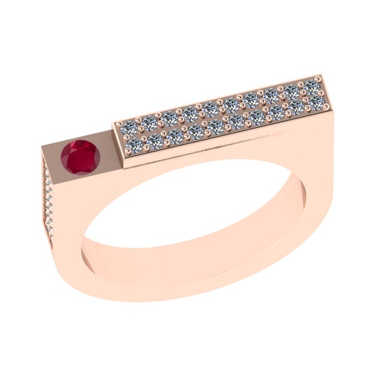 0.48 Ctw VS/SI1 Ruby and Diamond 14K Rose Gold Engagement Ring (ALL DIAMOND