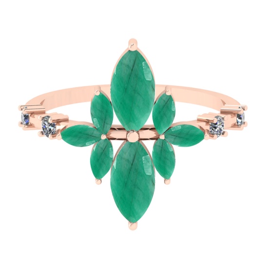 1.75 Ctw VS/SI1 Emerald And Diamond 14K Yellow Gold Cocktail Ring
