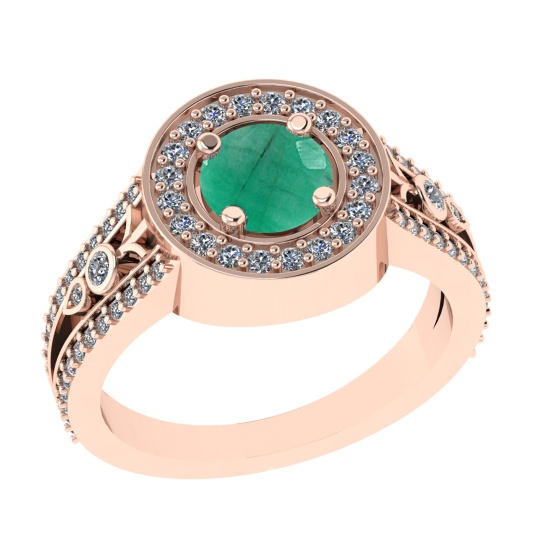 1.36 Ctw VS/SI1 Emerald and Diamond 14k Rose Gold Engagement Ring