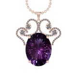 67.06 Ctw VS/SI1 Amethyst and Diamond 14K Rose Gold Pendant (ALL DIAMOND AR