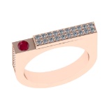 0.48 Ctw VS/SI1 Ruby and Diamond 14K Rose Gold Engagement Ring (ALL DIAMOND