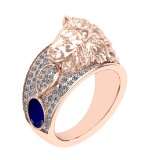 1.57 Ctw VS/SI1 Blue Sapphire and Diamond 14K Rose Gold Engagement Ring (AL