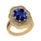 6.17 Ctw VS/SI1 Tanzanite And Diamond 18k Yellow Gold Cocktail Ring