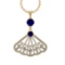 3.33 Ctw VS/SI1 Blue Sapphire and Diamond14K Yellow Gold Necklace (ALL DIAM