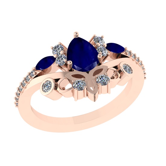 1.75 Ctw VS/SI1 Blue Sapphire and Diamond 14k Rose Gold Engagement Ring (AL