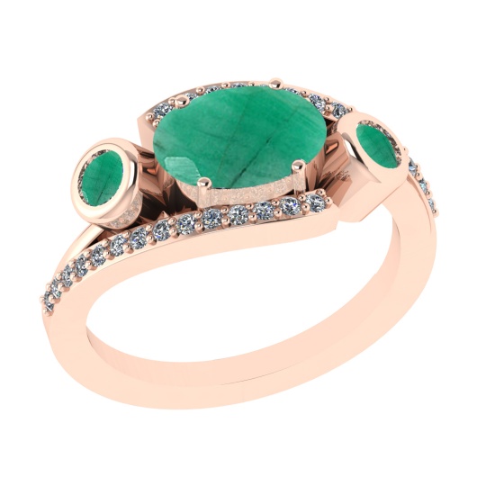 2.94 Ctw VS/SI1 Emerald and Diamond 14k Rose Gold Engagement Ring (ALL DIAM