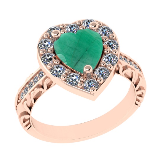 2.52 Ctw VS/SI1 Emerald And Diamond 14k Rose Gold Engagement Ring (ALL DIAM