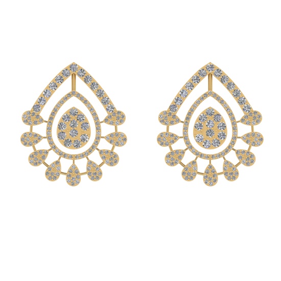 2.84 Ctw VS/SI1 Diamond Prong Set 14k Yellow Gold Stud Earrings (ALL DIAMON