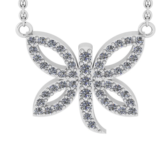 0.63 Ctw SI2/SI1 Diamond Prong Set 14k white Gold Pandant (ALL DIAMOND ARE