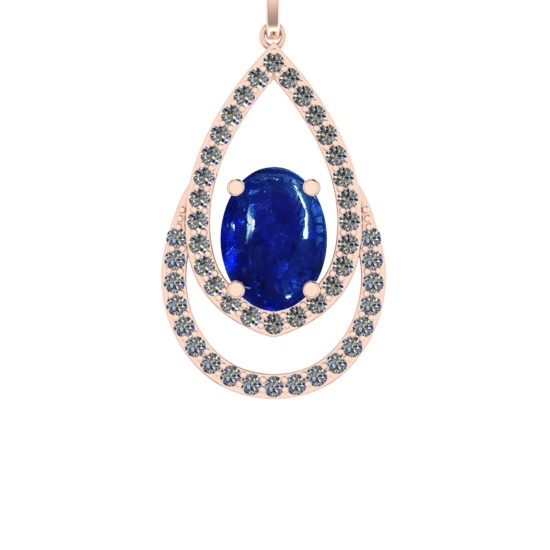 15.76 Ctw SI1/SI2 Tanzanite and Diamond 14k Rose Gold Pandant (ALL DIAMOND