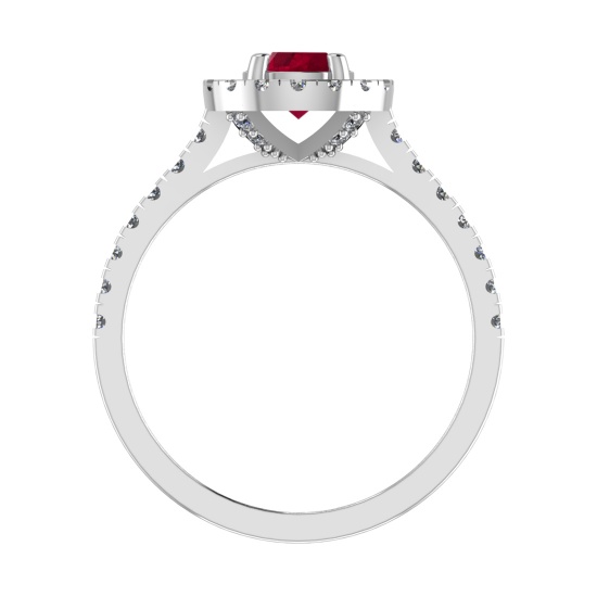 0.92 Ctw VS/SI1 Ruby and Diamond 14k white Gold Engagement Ring (ALL DIAMON