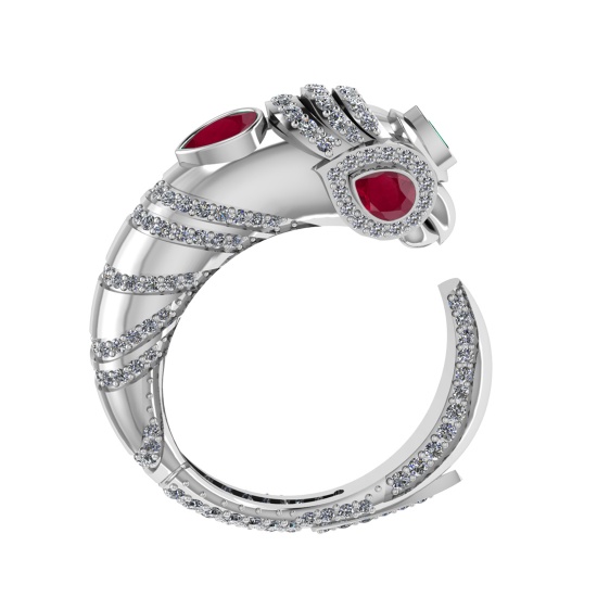 1.82 Ctw VS/SI1 Ruby and Diamond 14K White Gold Engagement Ring ALL DIAMOND