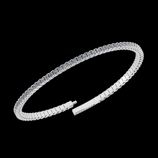 1.66 Ctw VS/SI1 Diamond 14K White Gold Bangle (ALL DIAMOND ARE LAB GROWN )