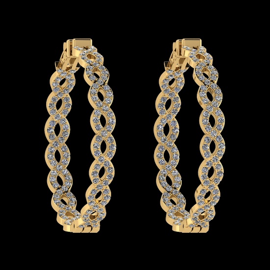 1.88 Ctw VS/SI1 Diamond 14K Yellow Gold Hoop Earrings (ALL DIAMOND ARE LAB
