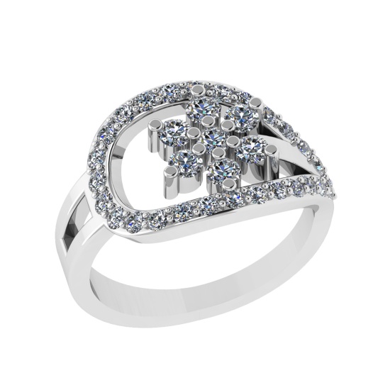 1.05 Ctw VS/SI1 Diamond 14K White Gold Cluster Engagement Ring (ALL DIAMOND