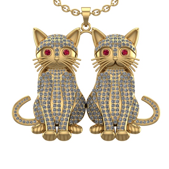 7.10 Ctw VS/SI1 Diamond 14k Yellow Gold Creature theme Pandant (ALL DIAMOND