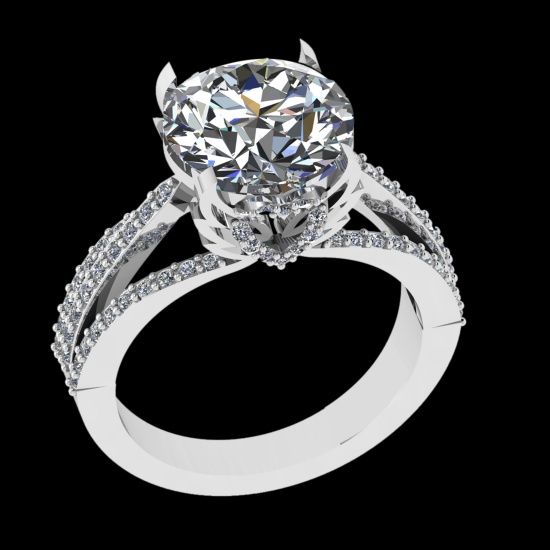 3.50 Ctw VS/SI1 Diamond Prong Set 10K White Gold Engagement Ring (ALL DIAMO
