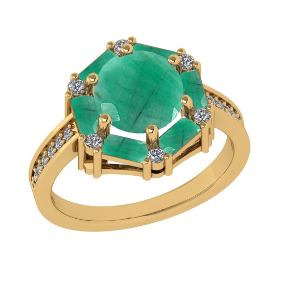 2.78 Ctw VS/SI1 Emerald and Diamond 14k Yellow Gold Engagement Ring(ALL DIA