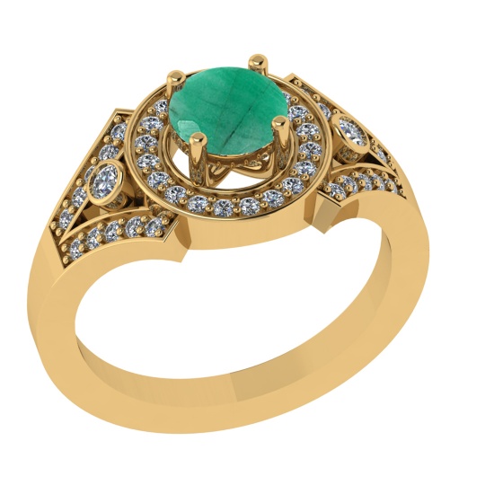 1.24 Ctw VS/SI1 Emerald and Diamond 14k Yellow Gold Engagement Ring (ALL DI