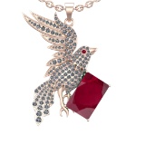 9.27 Ctw VS/SI1 Ruby and Diamond 14K Rose Gold Pendant (ALL DIAMOND ARE LAB