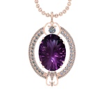 45.78 Ctw VS/SI1 Amethyst and Diamond 14K Rose Gold Pendant