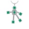 7.65 Ctw VS/SI1 Emerald and Diamond 14K White Gold Necklace(ALL DIAMOND ARE