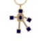 7.65 Ctw VS/SI1 Blue Sapphire and Diamond 14K Yellow Gold Necklace(ALL DIAM