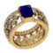 1.22 Ctw VS/SI1 Blue Sapphire And Diamond 14K Yellow Gold Engagement Halo R