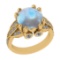 7.18 Ctw I2/I3 Rainbow Moonstone And Diamond 10K Yellow Gold Engagement Rin