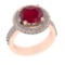 1.07 Ctw VS/SI1 Ruby and Diamond 14k Rose Gold Engagement Ring (ALL DIAMOND