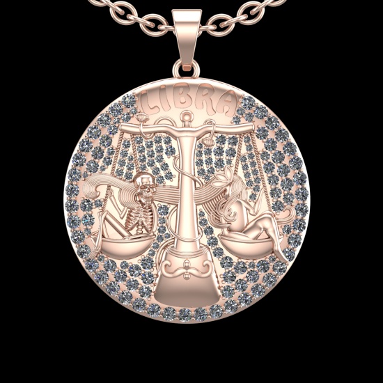 3.86 Ctw VS/SI1 Diamond 10K Rose Gold Sodiac Sign theme Pendant (ALL DIAMON
