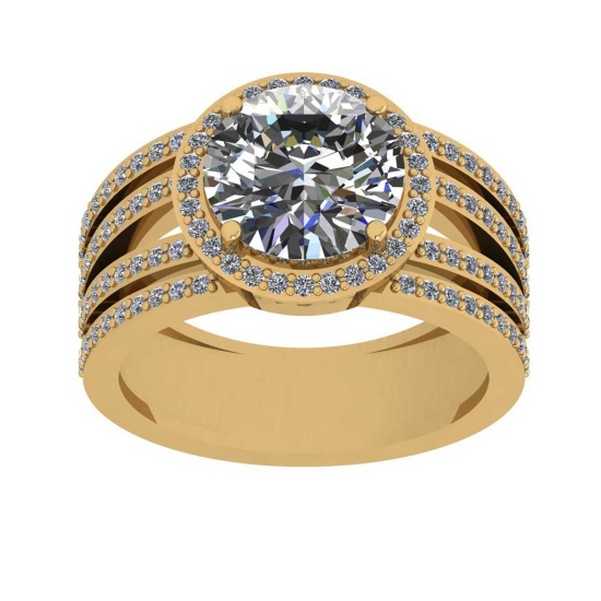 3.22 Ctw SI2/I1 Diamond Style Prong Set 18K Yellow Gold Engagement Wedding