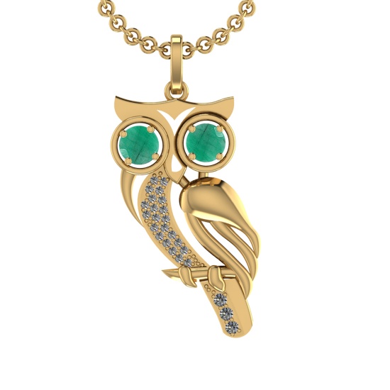 1.75 Ctw VS/SI1 Emerald and Diamond 14K Yellow Gold Pendant (ALL DIAMOND AR