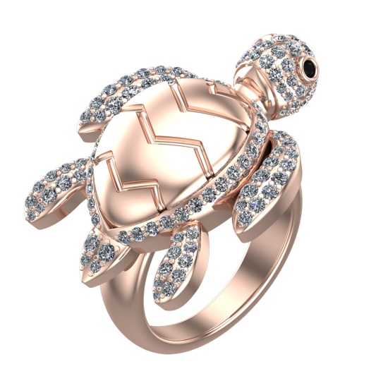 1.60 Ctw VS/SI1 Treated Fancy Black an white Diamond 14k Rose Gold Tortoise