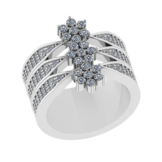1.24 Ctw VS/SI1 Diamond 14K White Gold Cluster Engagement Ring (ALL DIAMOND