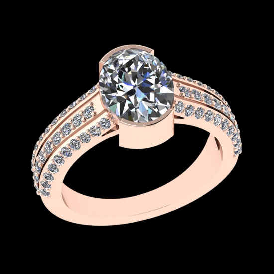 3.06 Ctw VS/SI1 Diamond 10k Rose Gold Engagement Ring (ALL DIAMOND ARE LAB