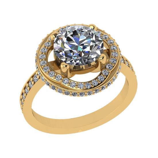 3.12 Ctw VS/SI1 Diamond Prong Set 14k Yellow Gold Engagement Ring (ALL DIAM