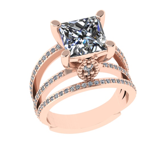 2.70 Ctw VS/SI1 Diamond 14k Rose Gold Engagement Ring (ALL DIAMOND ARE LAB