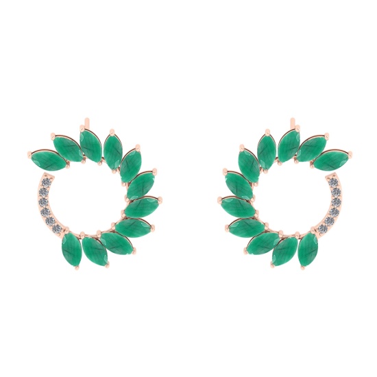 3.18 Ctw VS/SI1 Emerlad And Diamond 14K Rose Gold Earrings (ALL DIAMOND ARE