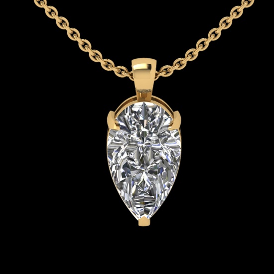 3.58 Ctw VS/SI1 Diamond Style 14 K Yellow Gold Solitaire Necklace(ALL DIAMO