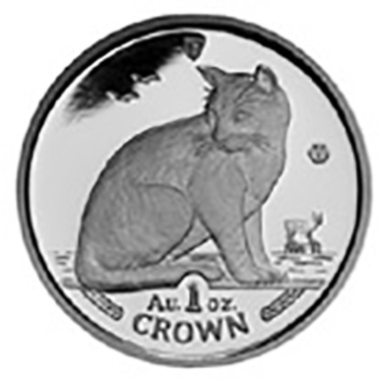 Isle of Man 1990 1 Crown Silver Proof Alley Cat