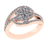 1.50 Ctw VS/SI1 Diamond 14K Rose Gold Cluster Engagement Ring