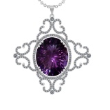 51.34 Ctw VS/SI1 Amethyst and Diamond 14K White Gold Pendant (ALL DIAMOND A