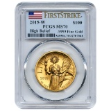 Certified American Liberty 2015-W High Relief Gold Coin MS70 PCGS First Str