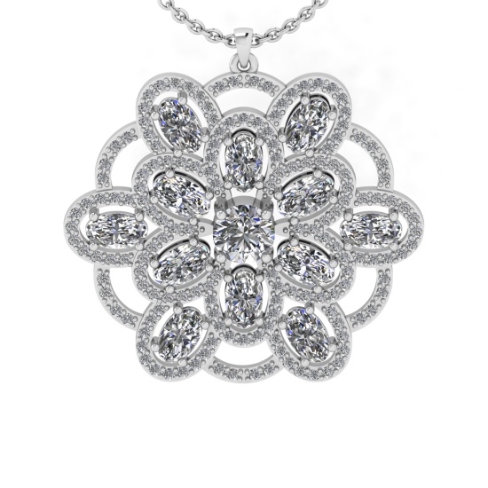 4.28 Ctw VS/SI1 Diamond 14K White Gold Necklace (ALL DIAMOND ARE LAB GROWN