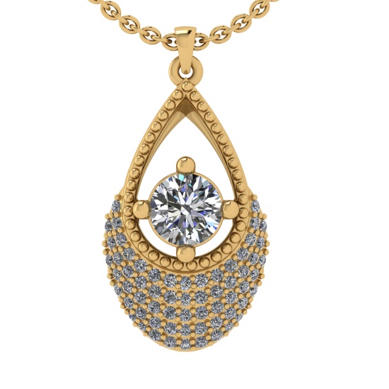 0.80 Ctw VS.SI1 (ALL DIAMOND ARE LAB GROWN ) Diamond 14k Yellow Gold Neckla