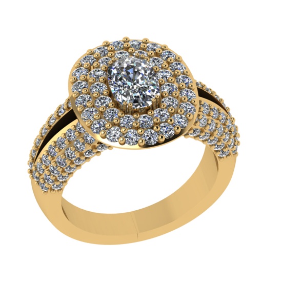 2.59 Ctw VS/SI1 Diamond 14k Yellow Gold Engagement Ring (ALL DIAMOND ARE LA