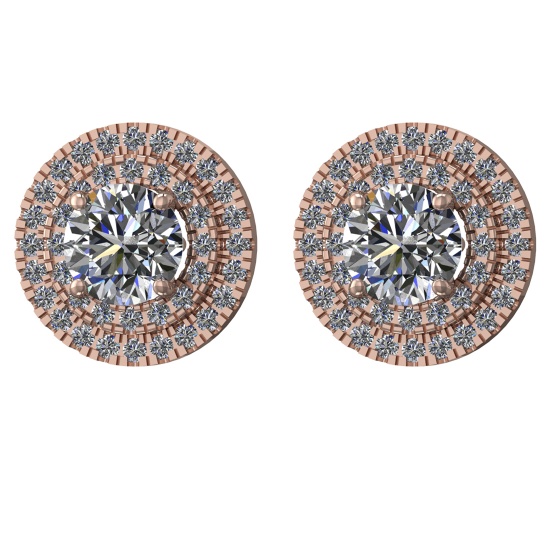 1.40 Ctw VS/SI1 Diamond 14k Rose Gold Stud Earrings (ALL DIAMOND ARE LAB GR