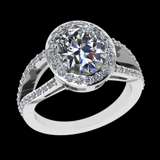 3.08 Ctw VS/SI1 Diamond 10K white Gold Engagement Ring (ALL DIAMOND ARE LAB